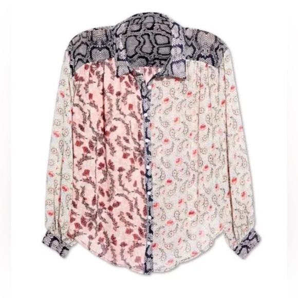 1. Free People Dani Button Down Blouse Top Floral Paisley - Picture 9 of 9